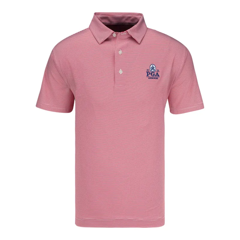 FootJoy 2026 PGA Championship Microfeeder Stripe Polo in Red and White sold by PGA Tour