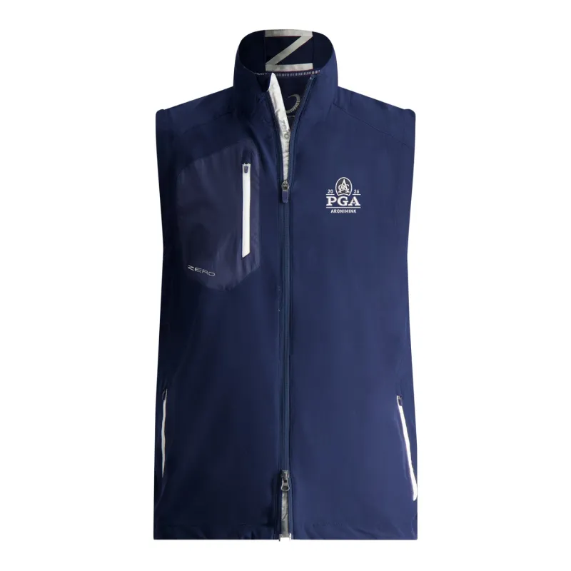 Zero Restriction 2026 PGA Championship Z700 Full Zip Vest in Navy made by PGA Tour
