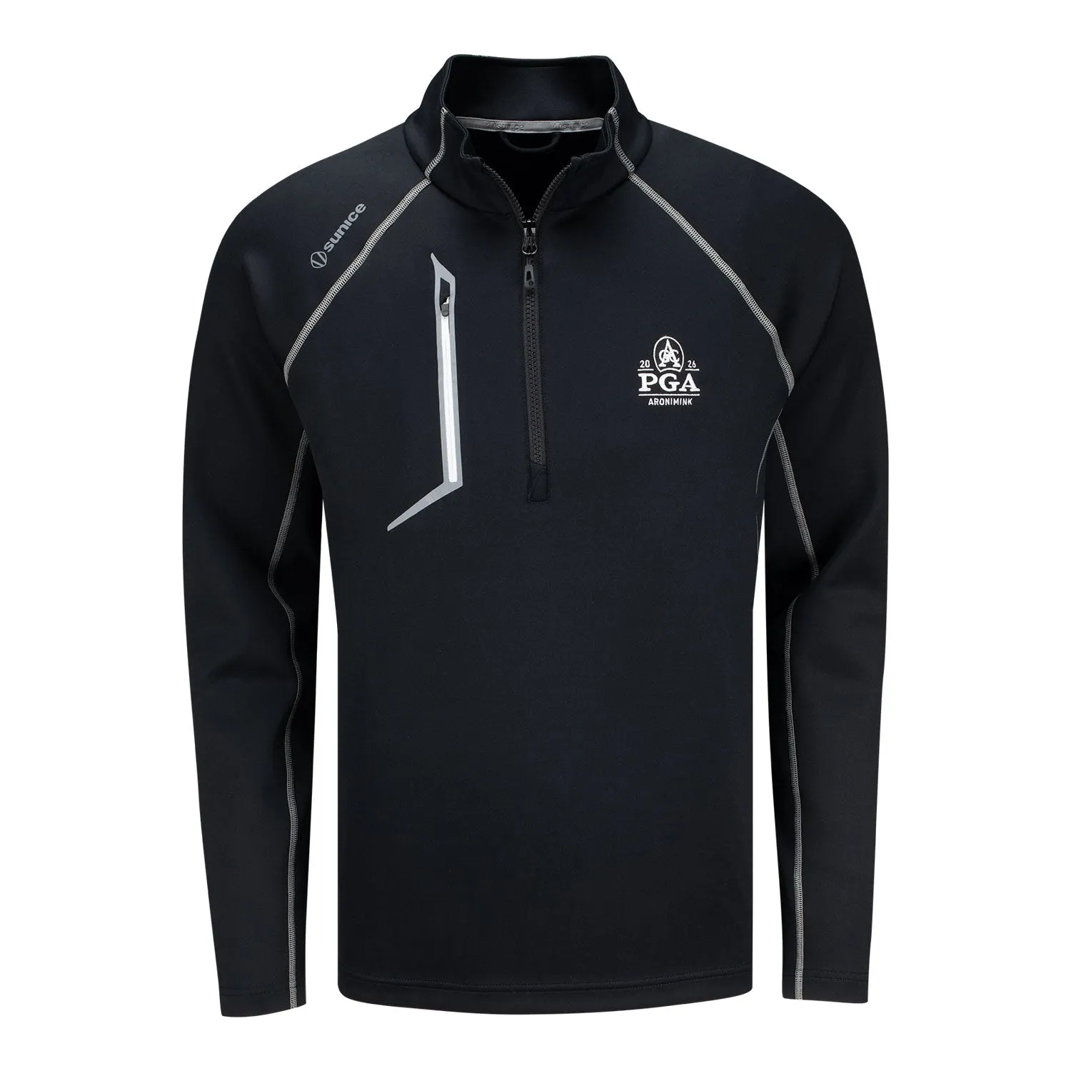 Sunice 2026 PGA Championship Element Shield Performance Quarter Zip Pullover in Black sold by PGA Tour