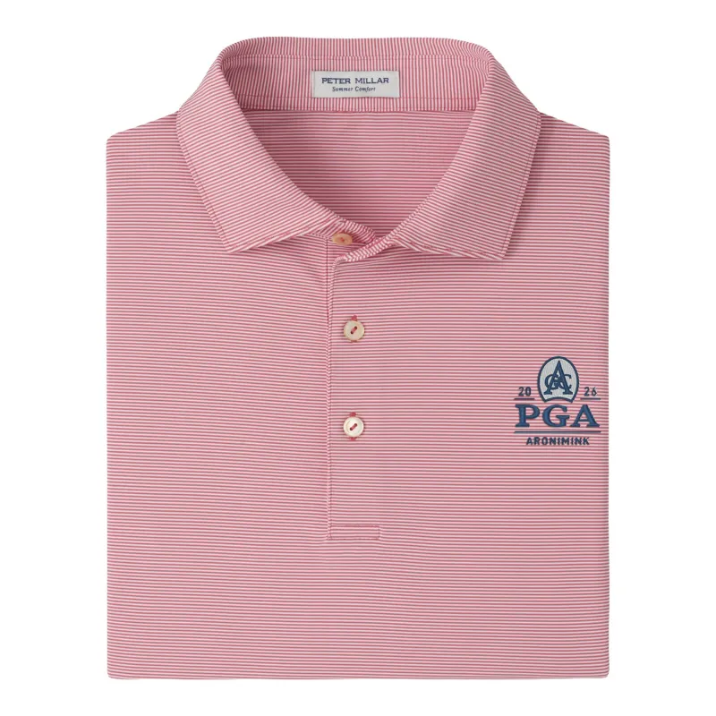 Peter Millar 2026 PGA Championship Jubilee Performance Jersey Polo in Chili Red sold by PGA Tour