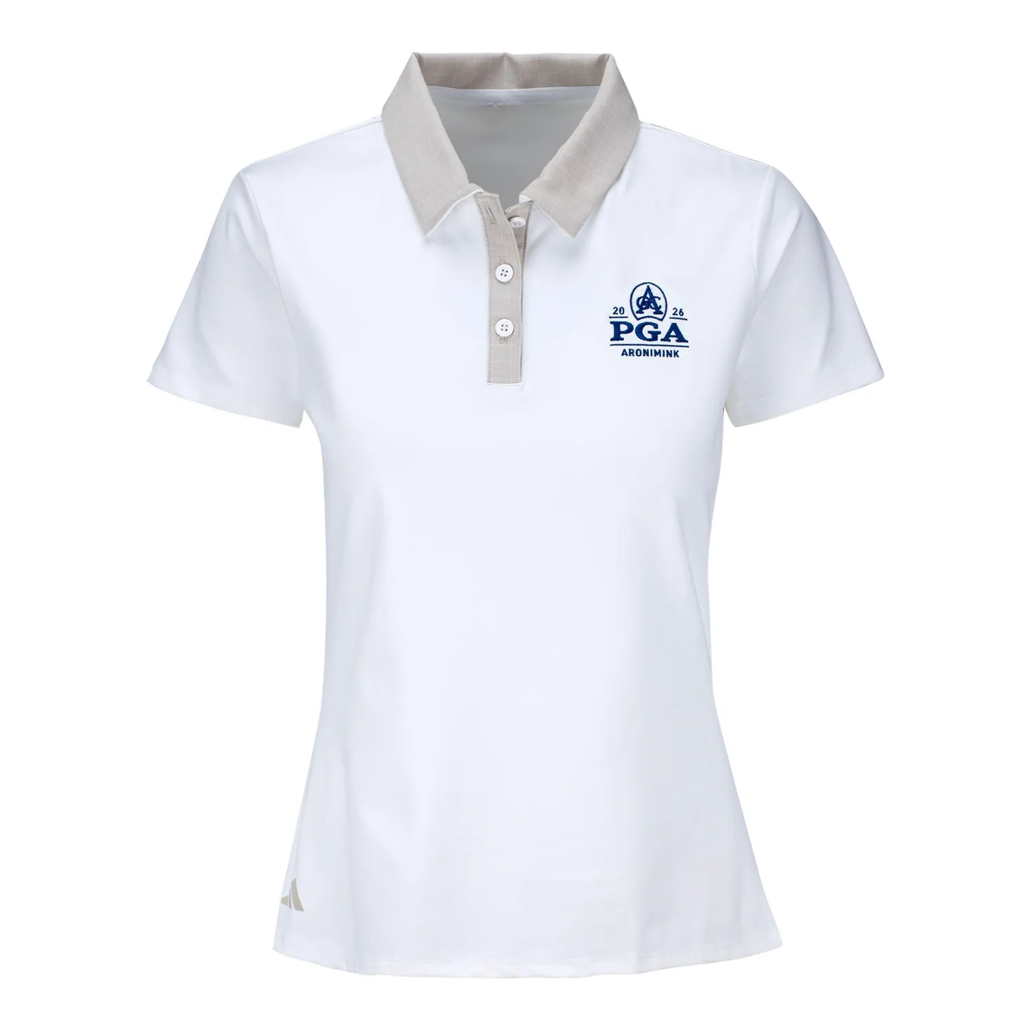 Adidas 2026 PGA Championship Women's Grid Pattern Polo in Beige sold by PGA Tour