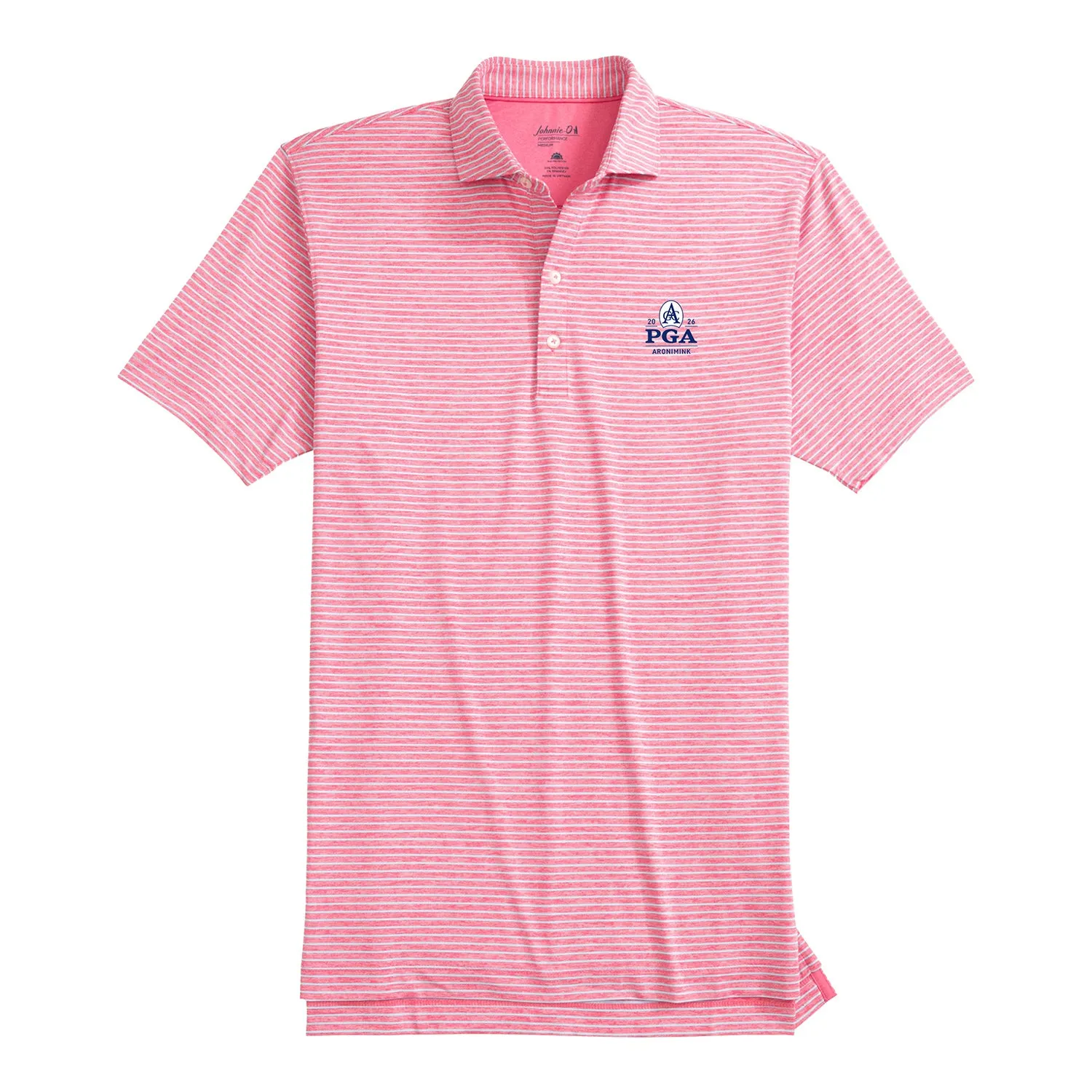 Johnnie-O 2026 PGA Championship Michael Stripe Polo in Punch sold by PGA Tour