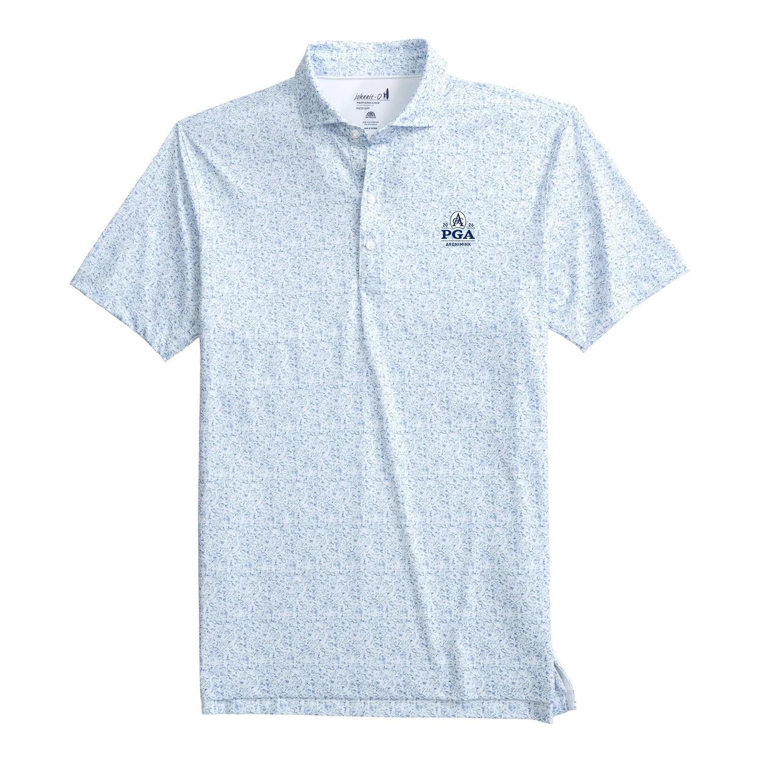 Johnnie-O 2026 PGA Championship Boggins Pattern Polo in Palisades Blue sold by PGA Tour