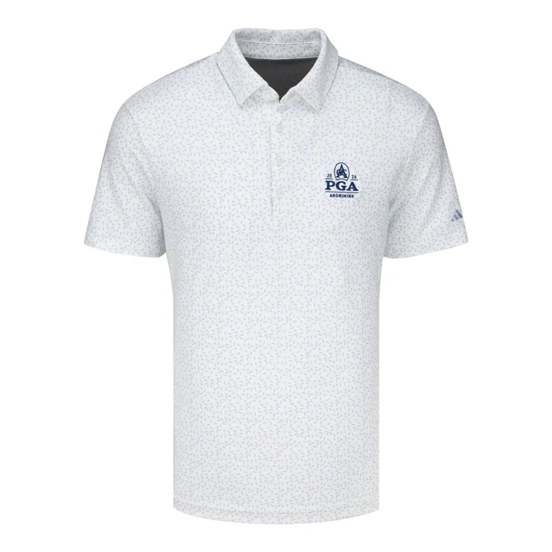 Adidas 2026 PGA Championship Soft Print Polo in White sold by PGA Tour