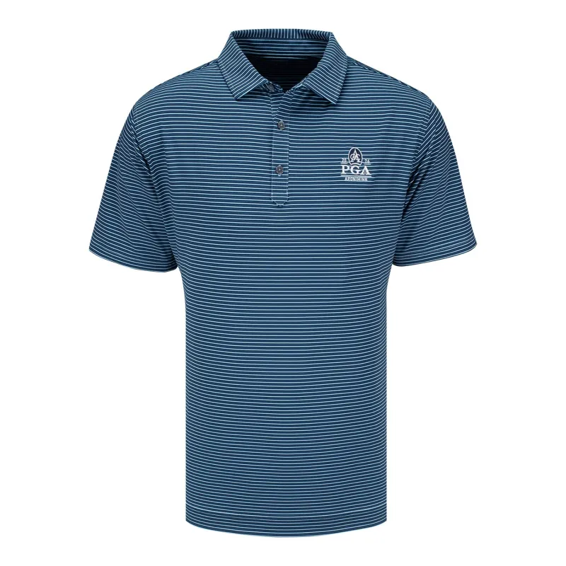 FootJoy 2026 PGA Championship Smooth Stripe Polo in Navy, Tonal Navy, and Light Blue made by FootJoy