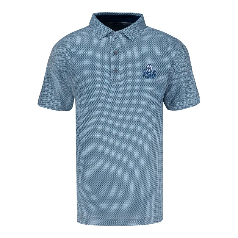 FootJoy 2026 PGA Championship Aberdeen Nautical Flag Polo in Field Green, Navy, and White made by FootJoy