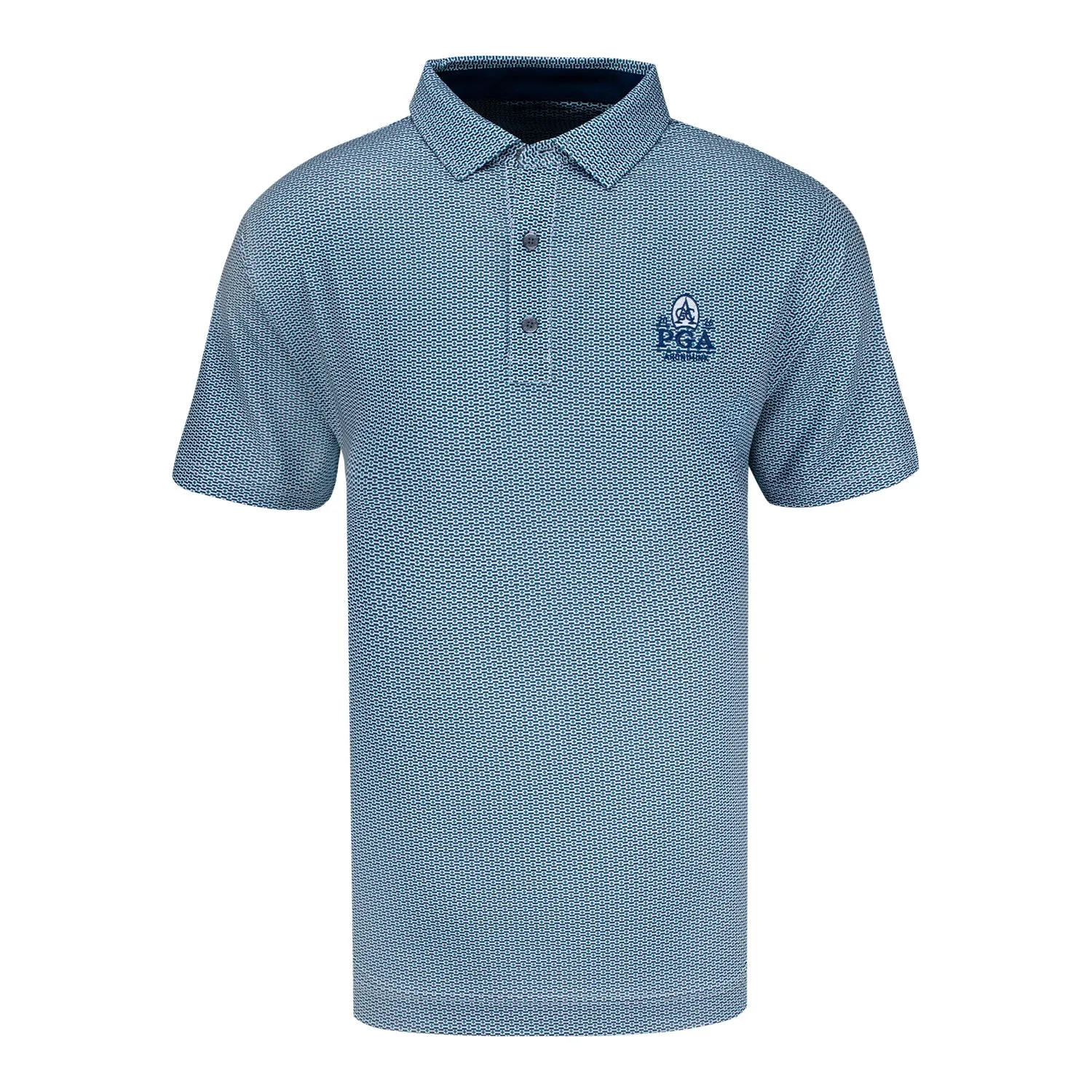 FootJoy 2026 PGA Championship Aberdeen Nautical Flag Polo in Field Green, Navy, and White sold by PGA Tour