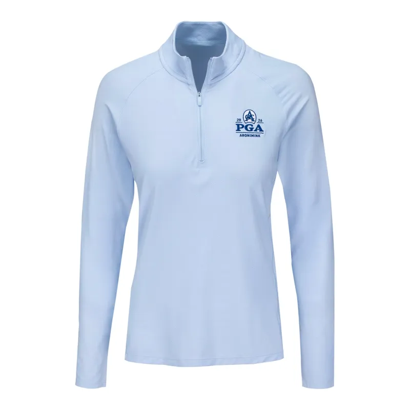 Adidas 2026 PGA Championship Women's Solid Quarter Zip in Crystal Sky Blue made by Adidas