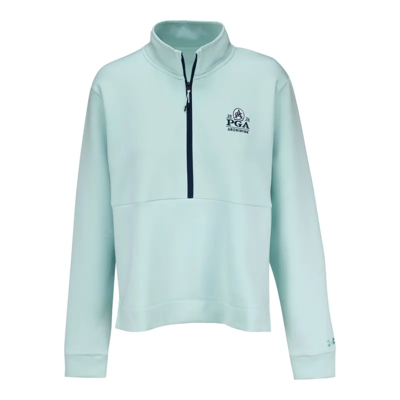 Under Armour 2026 PGA Championship Women's Aura Heather Quarter Zip in Rack Green made by Under Armour