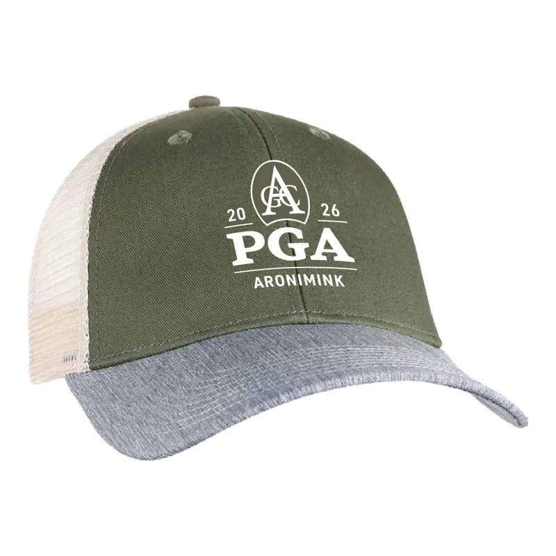 Ahead 2026 PGA Championship Classic Fit Mesh Back Brant Hat in Green, Grey, and Tan made by PGA Tour