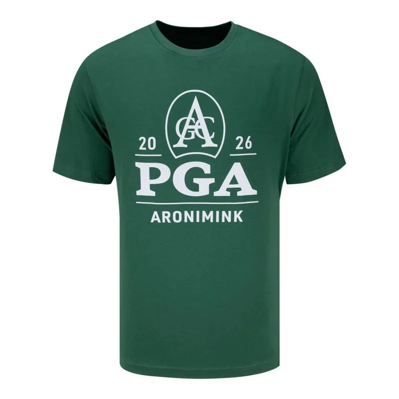 Ahead 2026 PGA Championship Aronimink Logo T-Shirt in Spruce Green made by PGA Tour