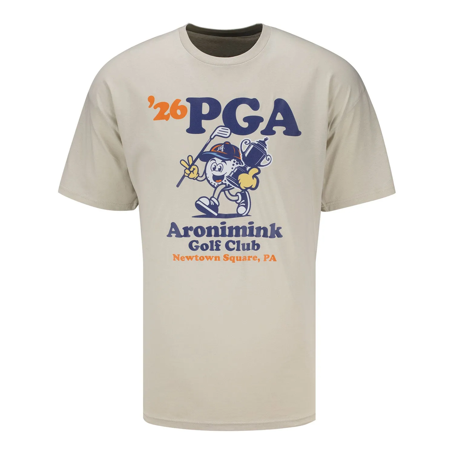 Ahead 2026 PGA Championship Golf Ball Cartoon T-Shirt in Bone Beige sold by PGA Tour