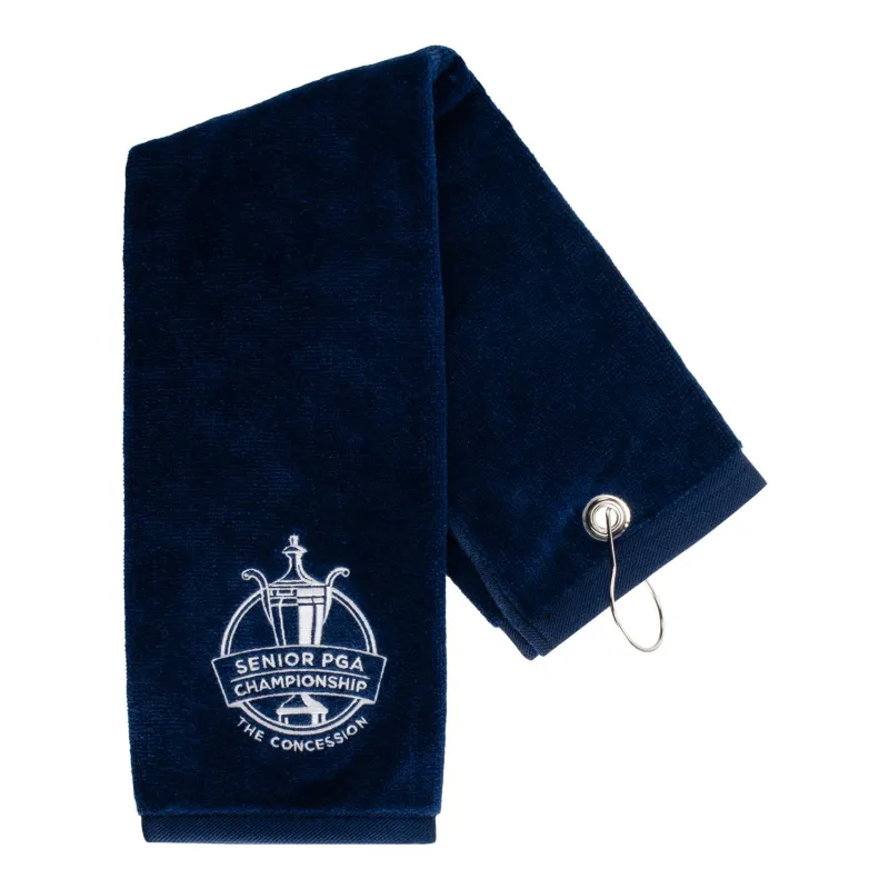 Ahead 2026 Senior PGA Championship Trifold Cotton Towel in Navy made by PGA Tour