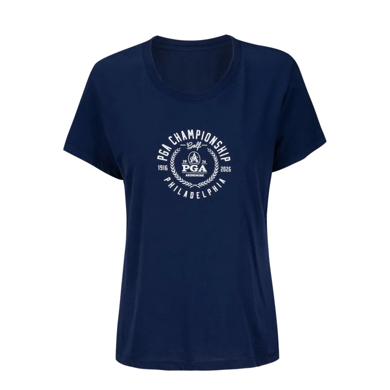 Under Armour 2026 PGA Championship Women's Performance Cotton Crew T-Shirt in Midnight Navy made by Under Armour