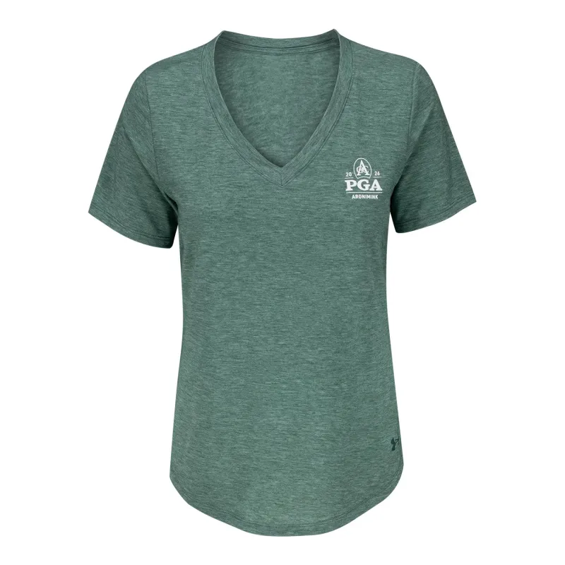 Under Armour 2026 PGA Championship Women's Breezy V-Neck T-Shirt in Forest Green made by Under Armour