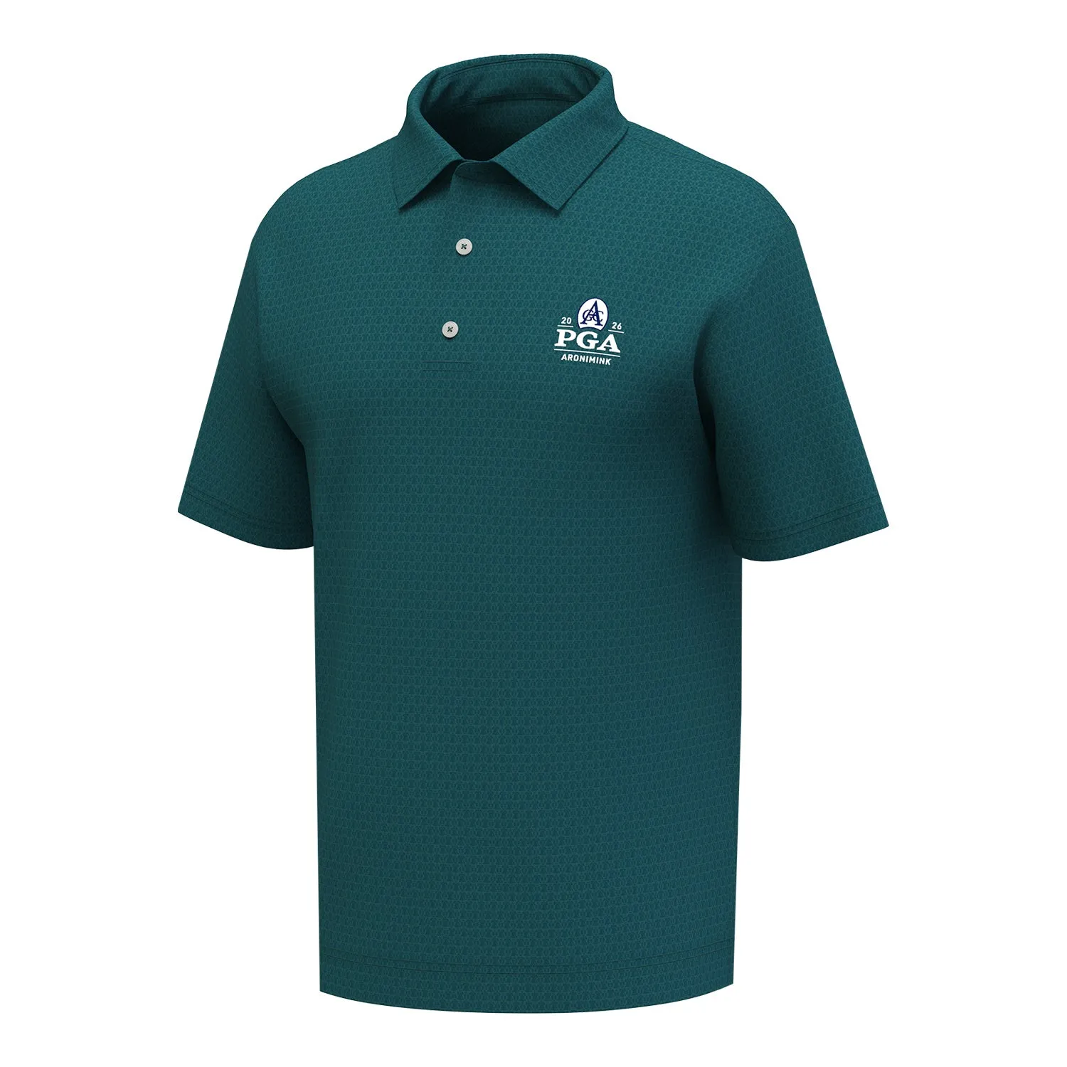 FootJoy 2026 PGA Championship Football Bell Pattern Polo in Dark Green sold by PGA Tour