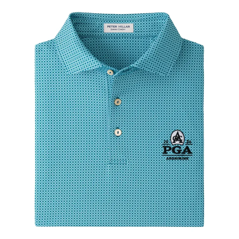 Peter Millar 2026 PGA Championship Philly Inspired Geo Pattern Polo in Midnight Green made by Peter Millar