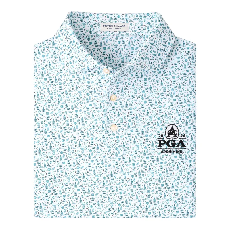 Peter Millar 2026 PGA Championship Philly Motif Pattern Polo in White made by Peter Millar