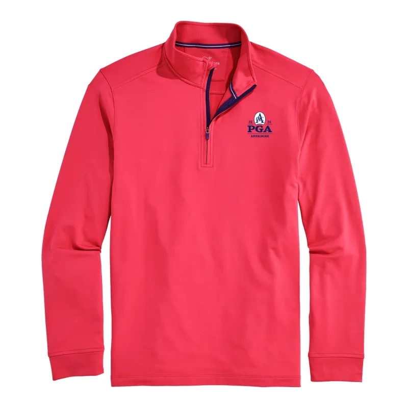 Vineyard Vines 2026 PGA Championship Performance Clubhouse Quarter Zip in Mariner Red made by Vineyard Vines