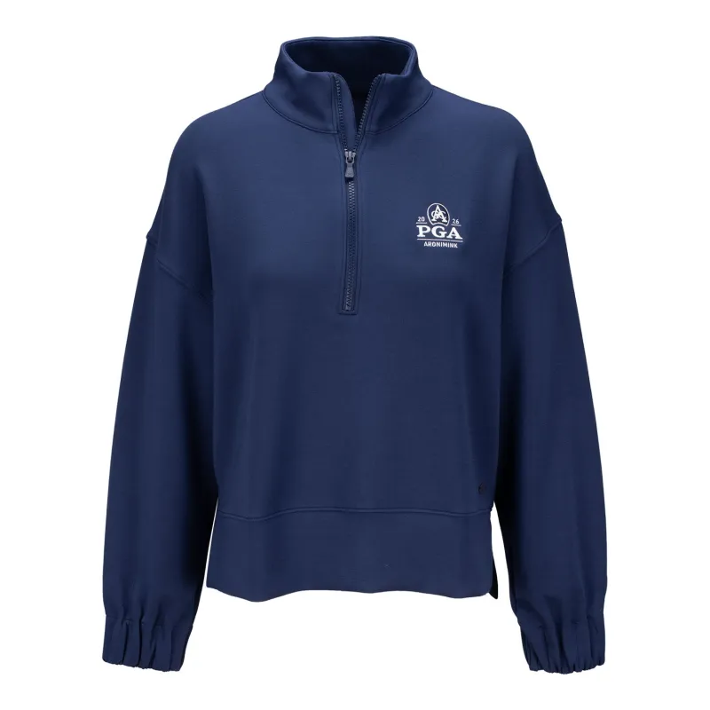 Peter Millar 2026 PGA Championship Women's Flora Knit Half Zip Pullover in Navy made by Peter Millar