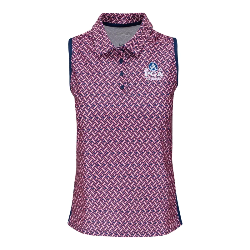 Nike 2026 PGA Championship Women's Victory Print  Sleeveless Polo in Midnight Navy and White made by Nike