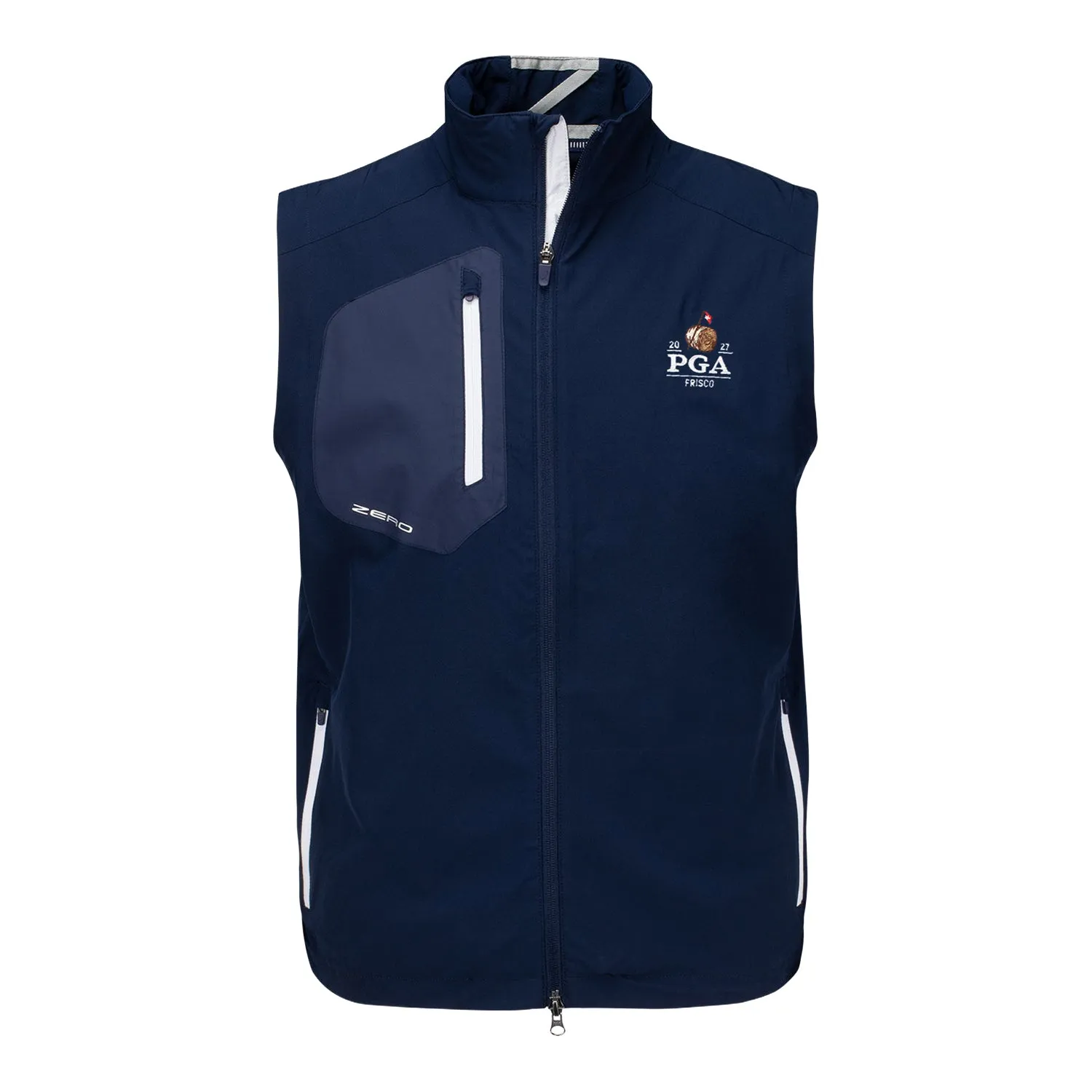 Zero Restriction 2027 PGA Championship Z700 Full Zip Vest in Navy sold by PGA Tour