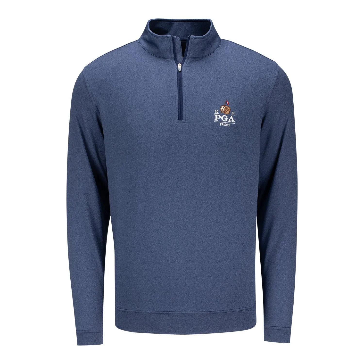 Peter Millar 2027 PGA Championship Perth Mélange Performance Quarter Zip in Navy sold by PGA Tour