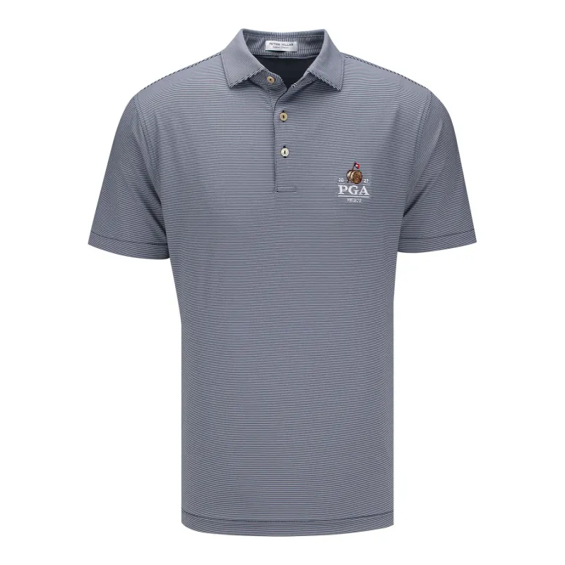 Peter Millar 2027 PGA Championship Jubilee Stripe Performance Polo in Navy made by Peter Millar