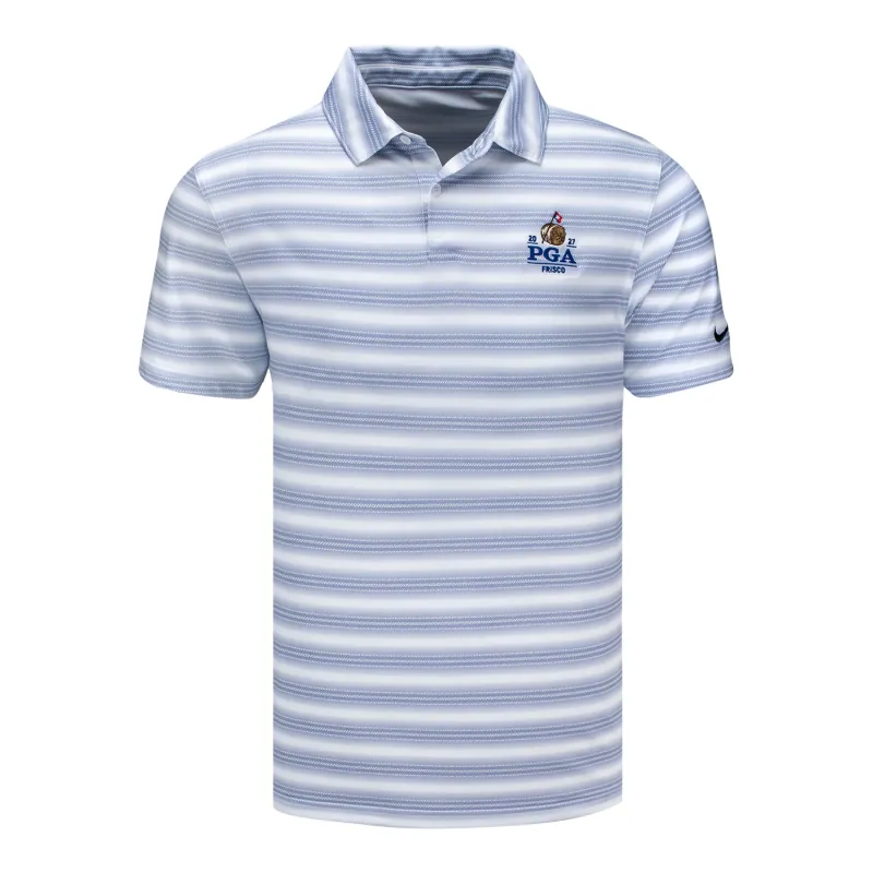 Nike 2027 PGA Championship Velocity Stripe Polo in White and Grey made by Nike