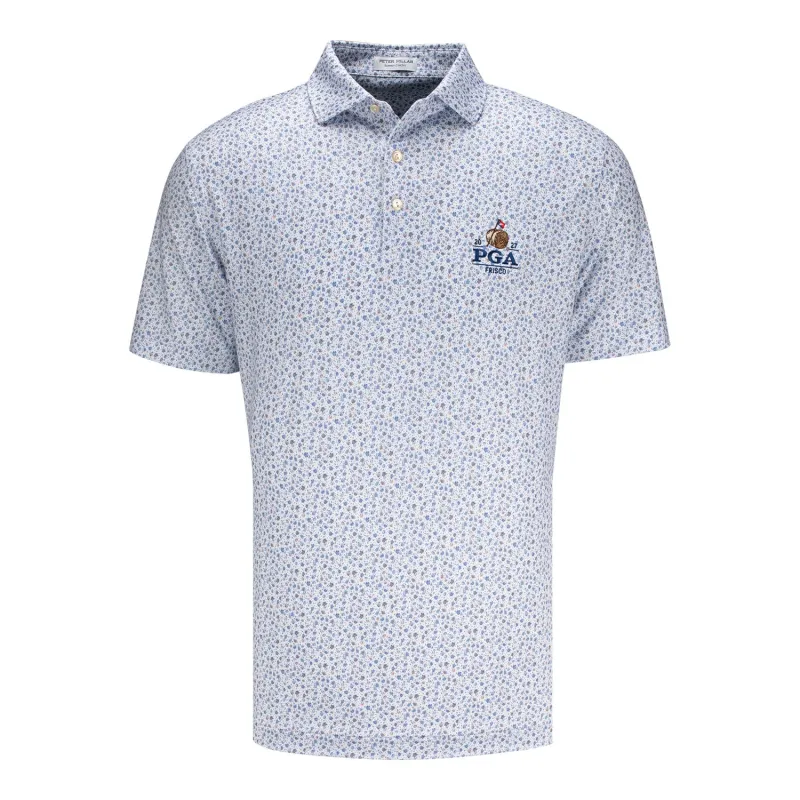 Peter Millar 2027 PGA Championship Ranch Water Performance Polo in White and Blue made by Peter Millar