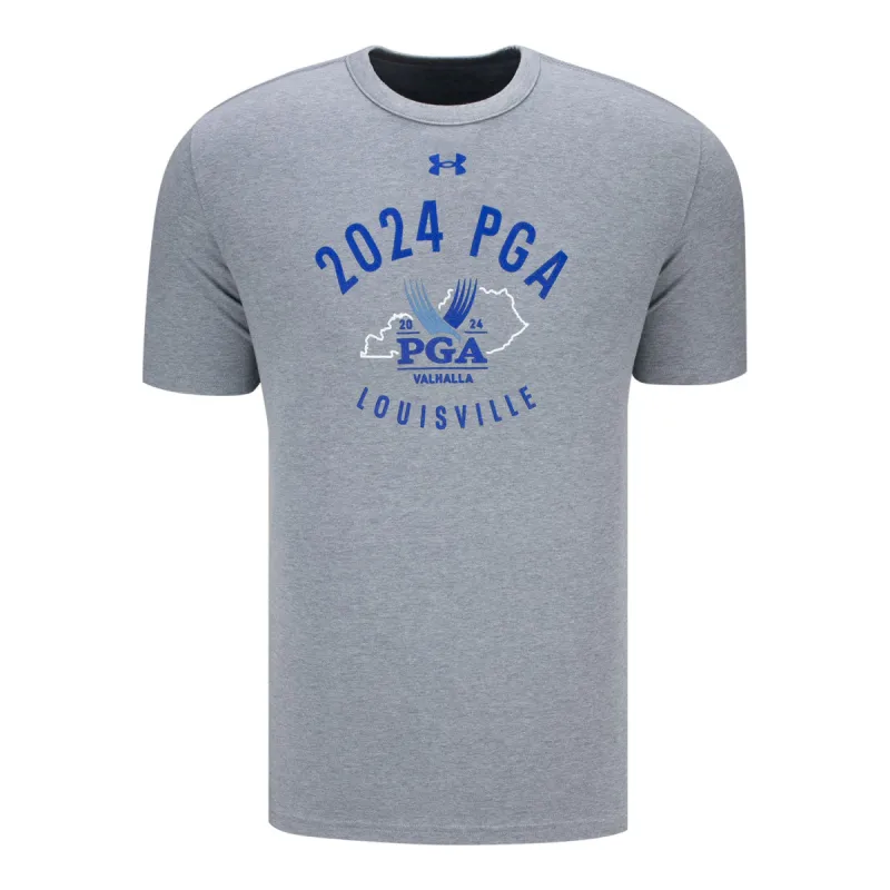 Under Armour 2024 PGA Championship Kentucky Outline T-Shirt in Light Heather Grey sold by PGA Tour