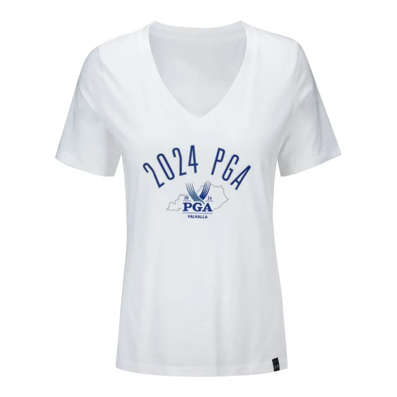 Under Armour 2024 PGA Championship Ladies Event V-Neck T-Shirt in White sold by PGA Tour