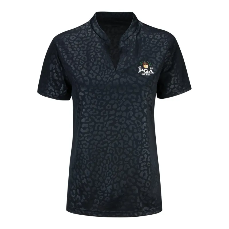 Nike 2023 PGA Championship Womens Black V-Neck Polo made by PGA Tour