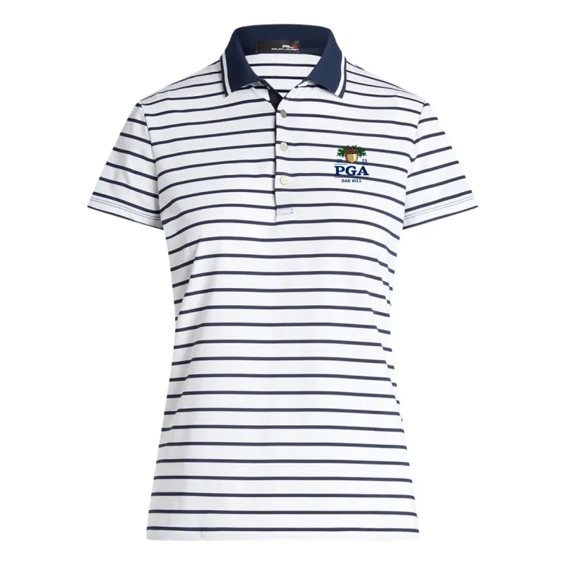 Ralph Lauren 2023 PGA Championship Women's Lightweight Airflow Polo in White & Navy made by PGA Tour