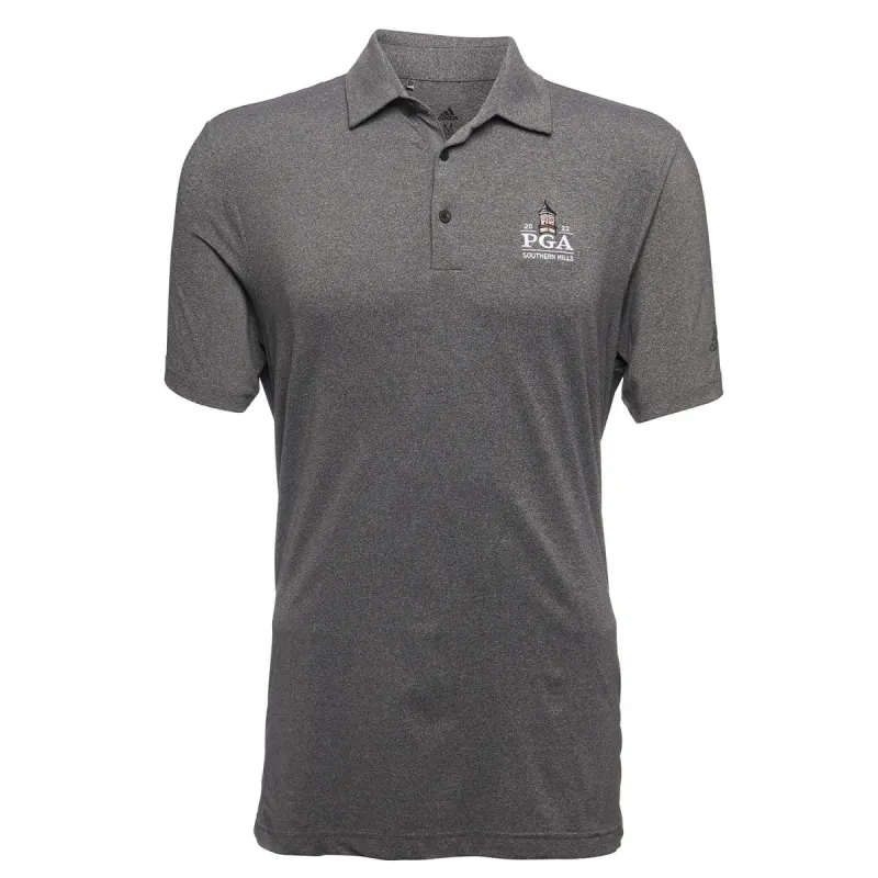 Adidas Ultimate Heather Polo in Black sold by PGA Tour