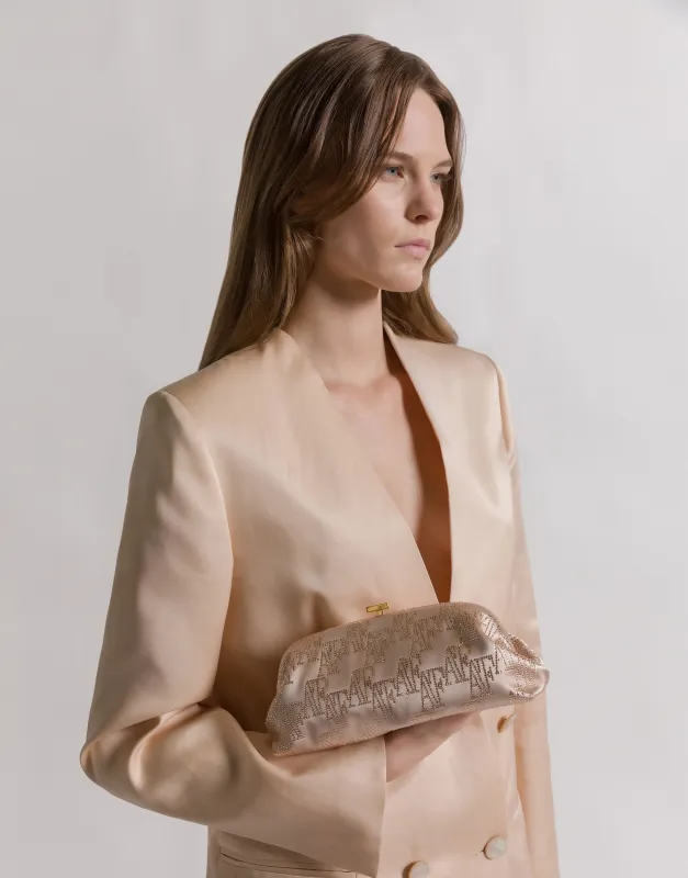 Pochette in raso con monogram AF in strass sold by Philosophy di Lorenzo Serafini