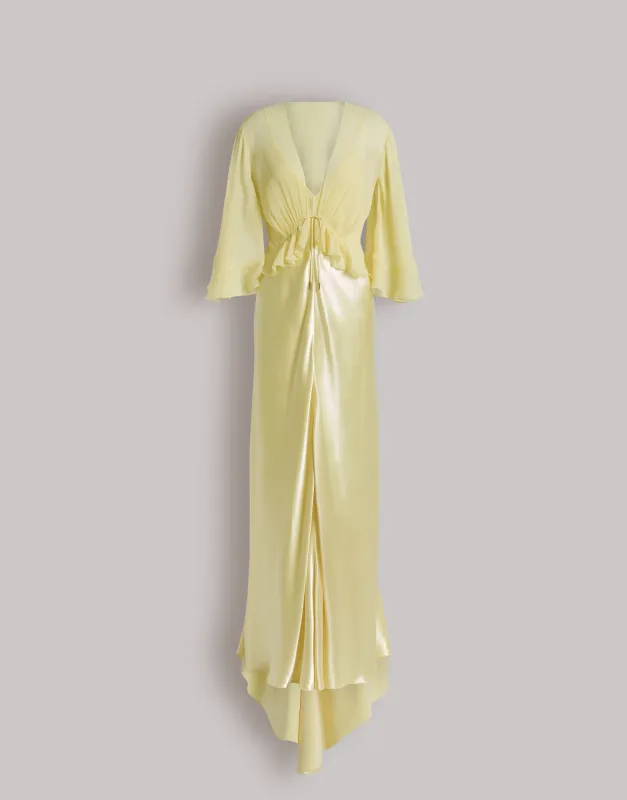 Abito lungo in raso lucido con mantella  sold by Philosophy di Lorenzo Serafini
