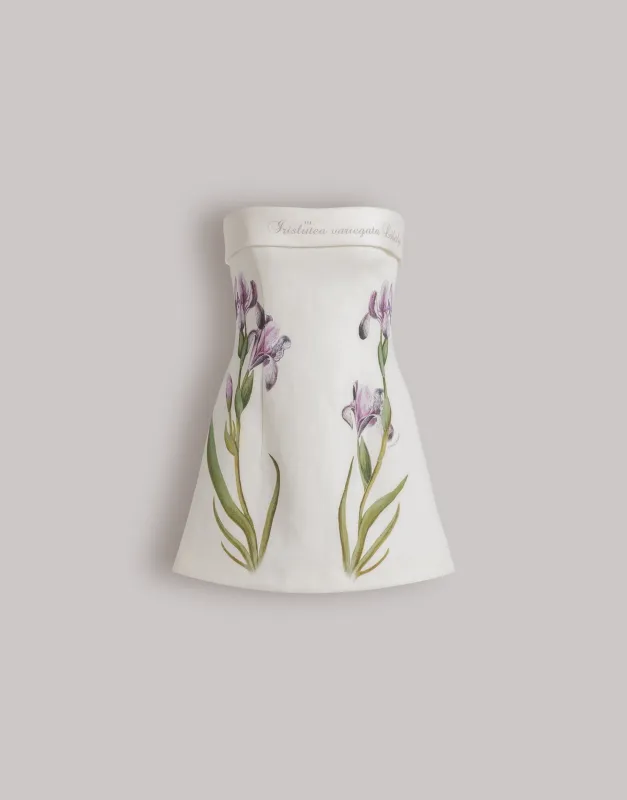Abito bustier in lino con stampa Iris sold by Philosophy di Lorenzo Serafini