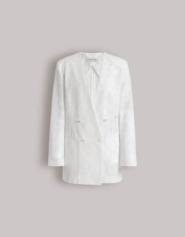Blazer doppiopetto in pizzo Sangallo made by Alberta Ferretti