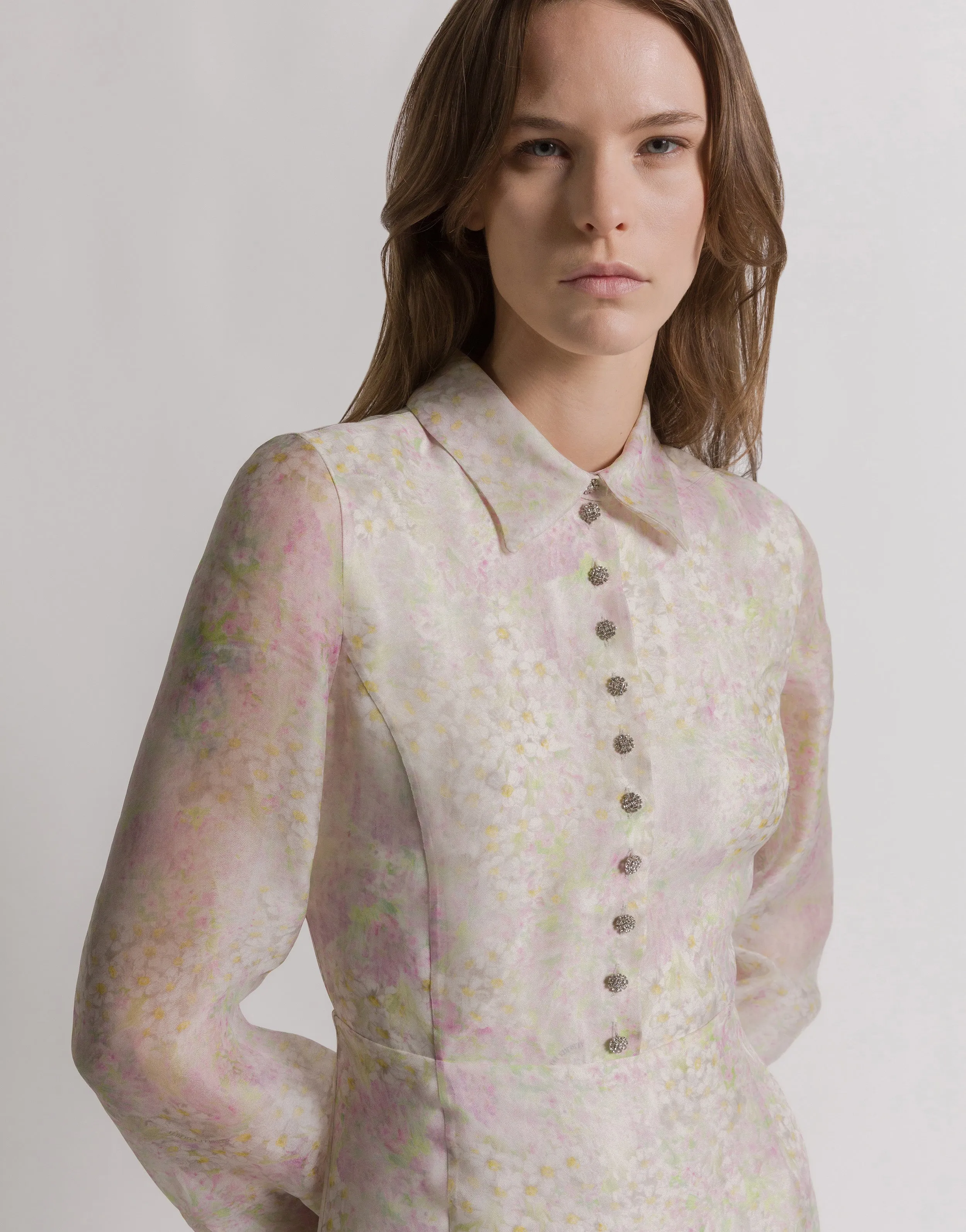 Abito camicia in organza di seta con stampa floreale sold by Philosophy di Lorenzo Serafini product image thumbnail 3