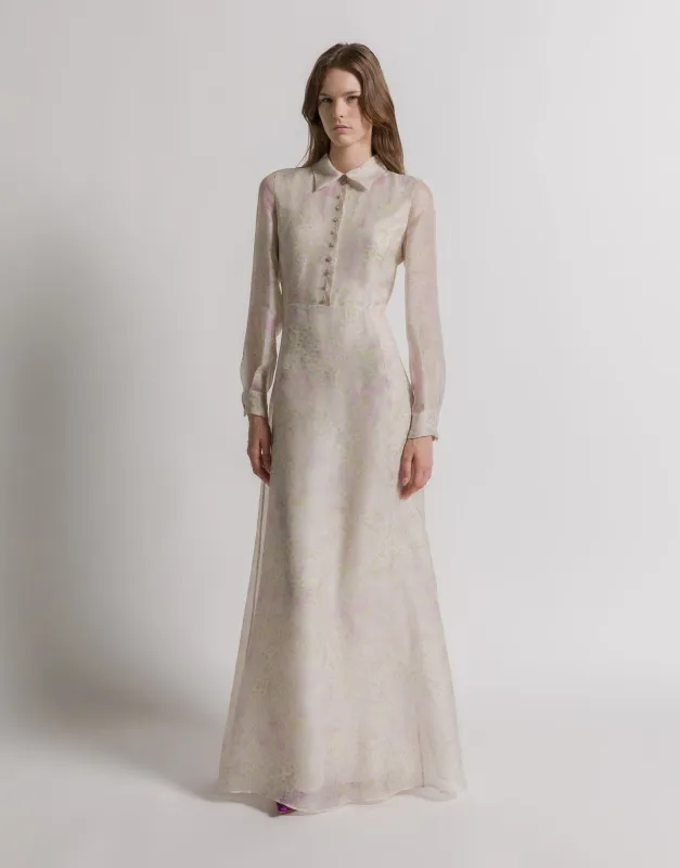 Abito camicia in organza di seta con stampa floreale sold by Philosophy di Lorenzo Serafini