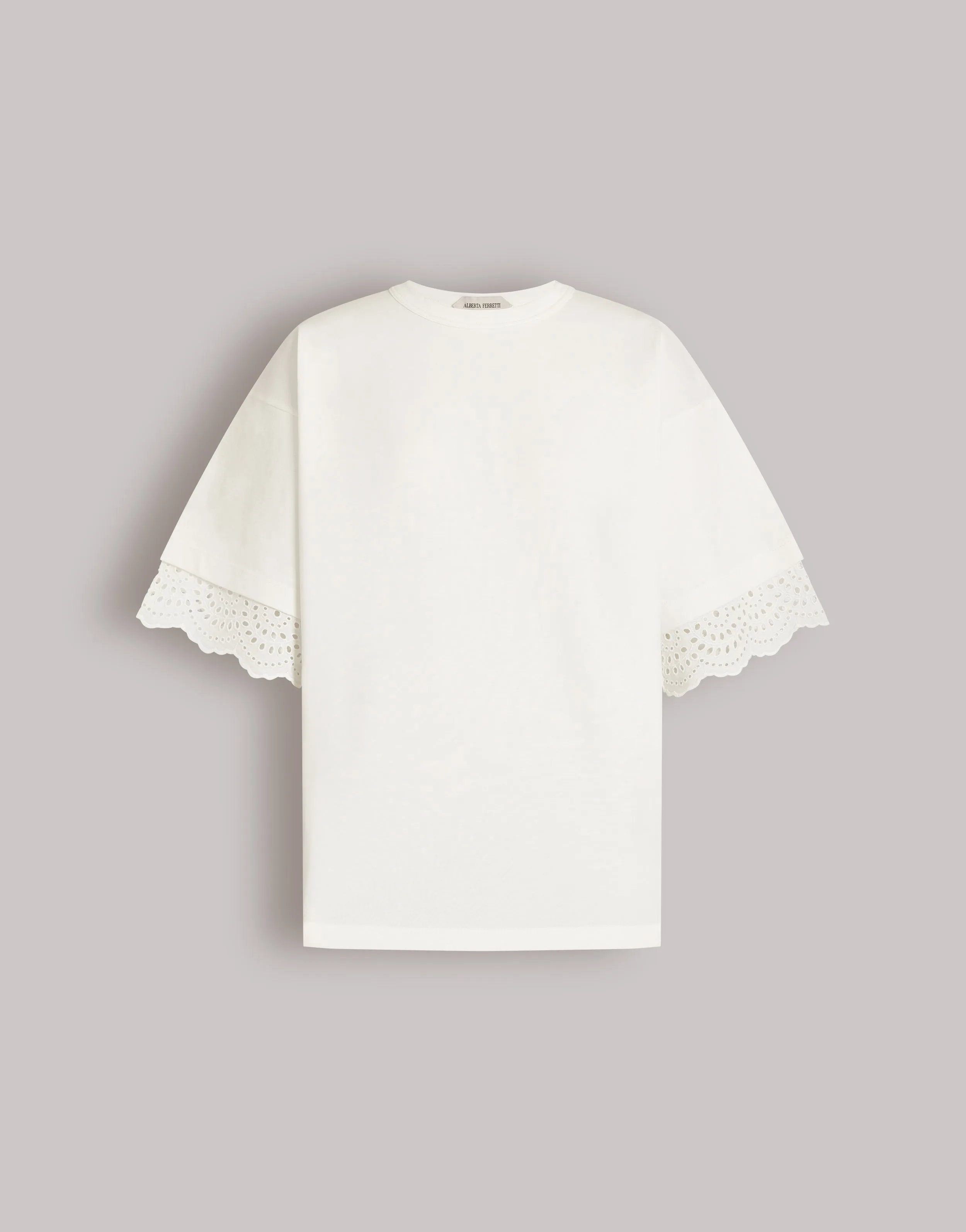 T-shirt con maniche in pizzo San Gallo sold by Philosophy di Lorenzo Serafini