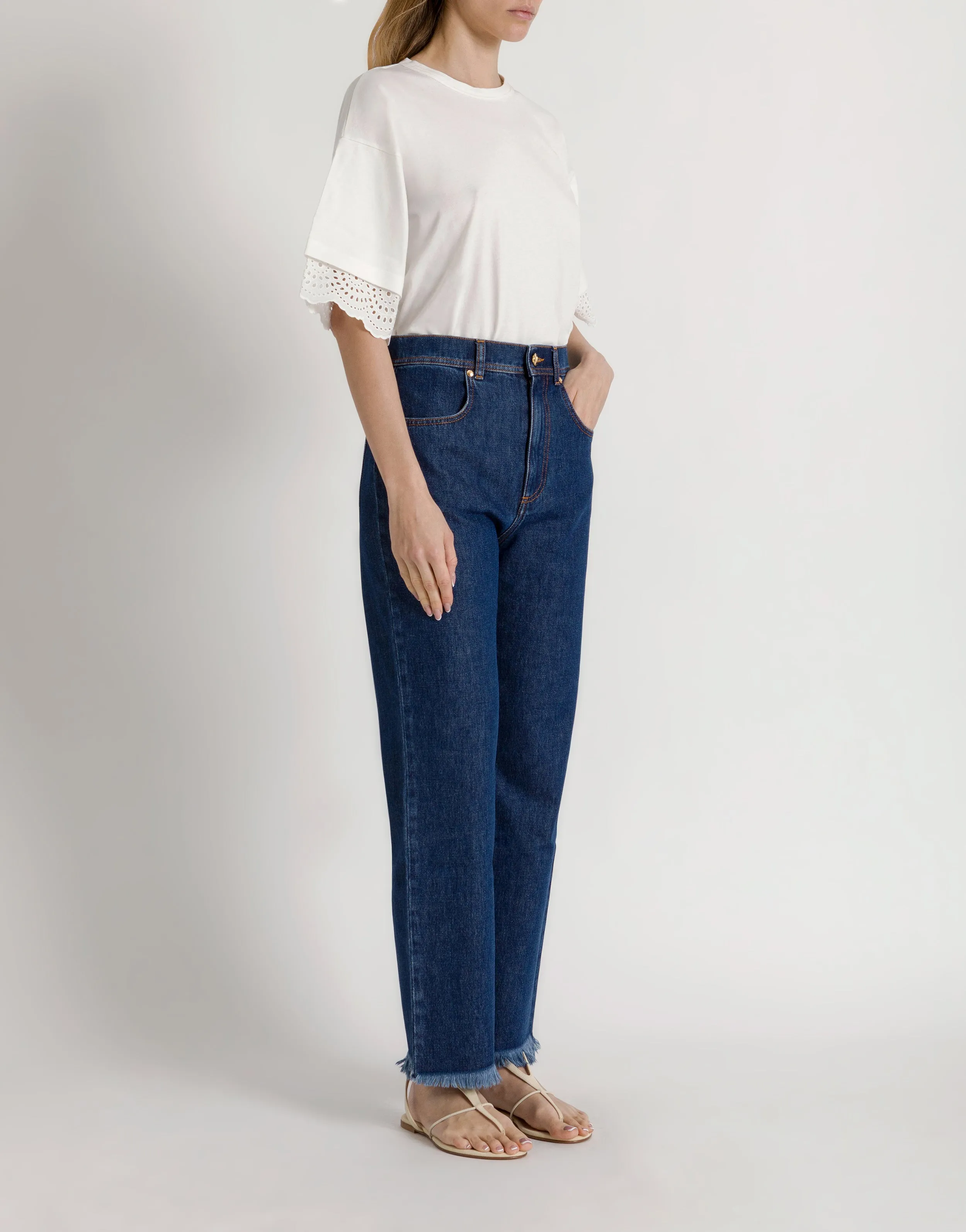 T-shirt con maniche in pizzo San Gallo sold by Philosophy di Lorenzo Serafini product image thumbnail 2