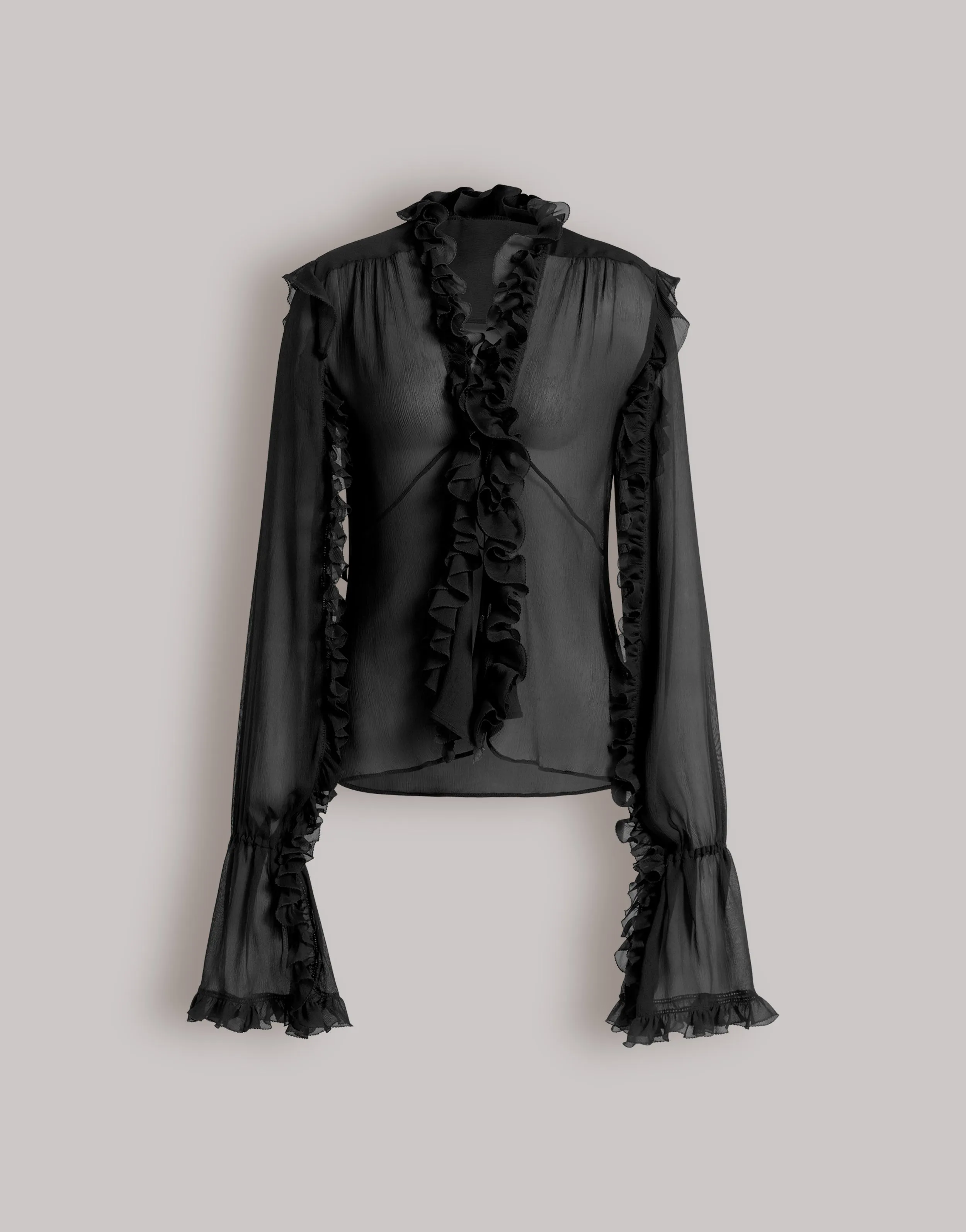 Blusa in crêponne di seta con volant sold by Philosophy di Lorenzo Serafini