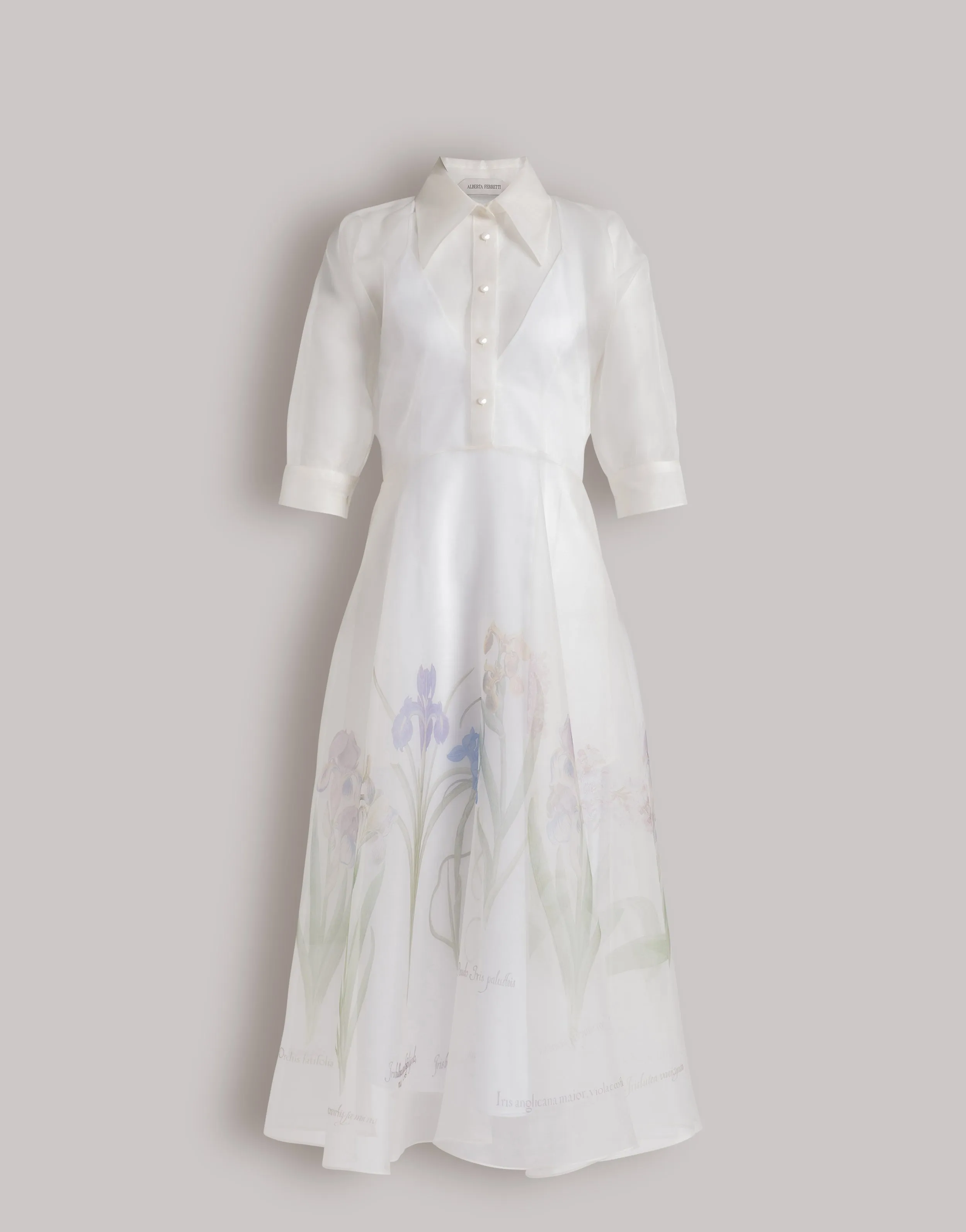 Abito camicia in organza di seta con stampa Iris sold by Philosophy di Lorenzo Serafini