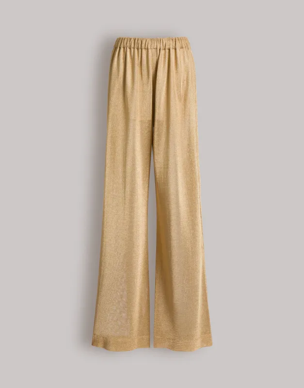 Pantaloni ampi in rete di lurex oro  made by Alberta Ferretti