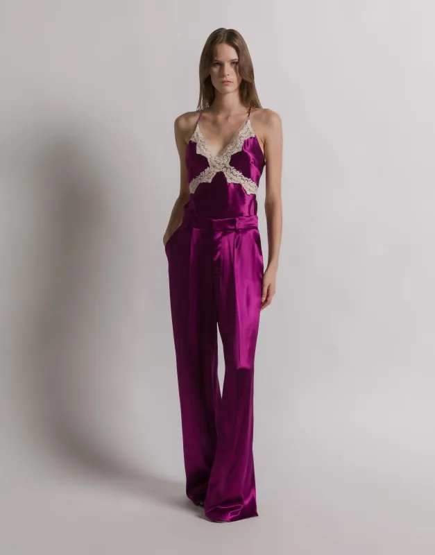 Pantaloni in raso lucido made by Alberta Ferretti
