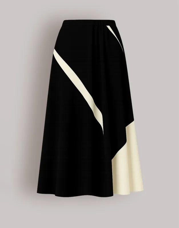 Gonna in twill di viscosa stampato made by Alberta Ferretti