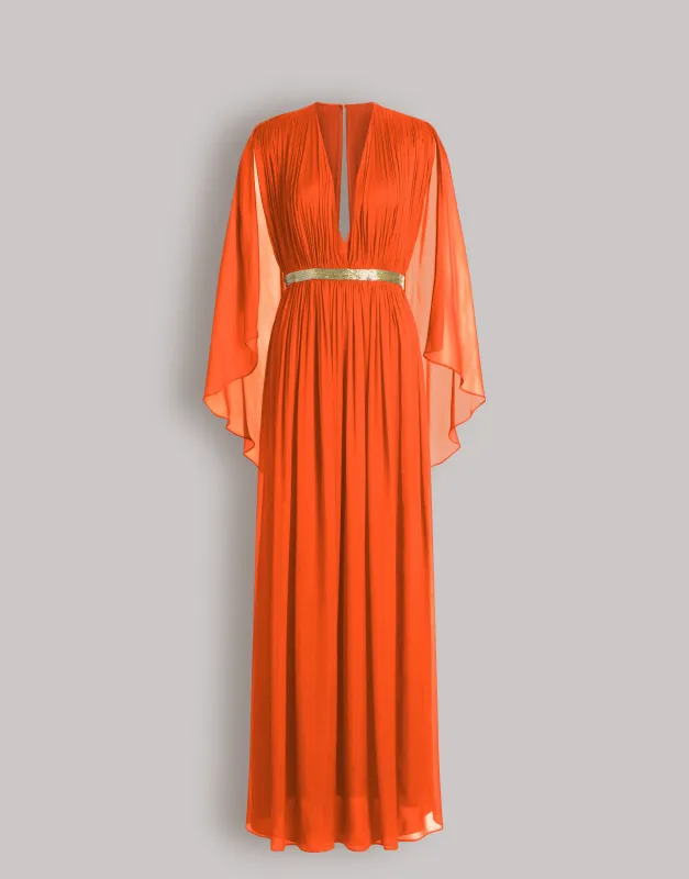 Abito lungo in seta con mantellina  made by Alberta Ferretti