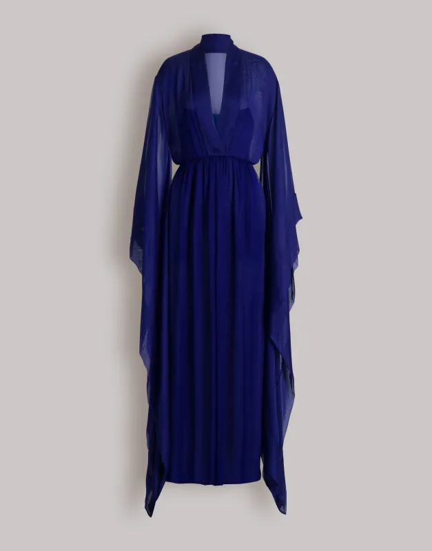 Abito lungo in seta con maniche ampie made by Alberta Ferretti